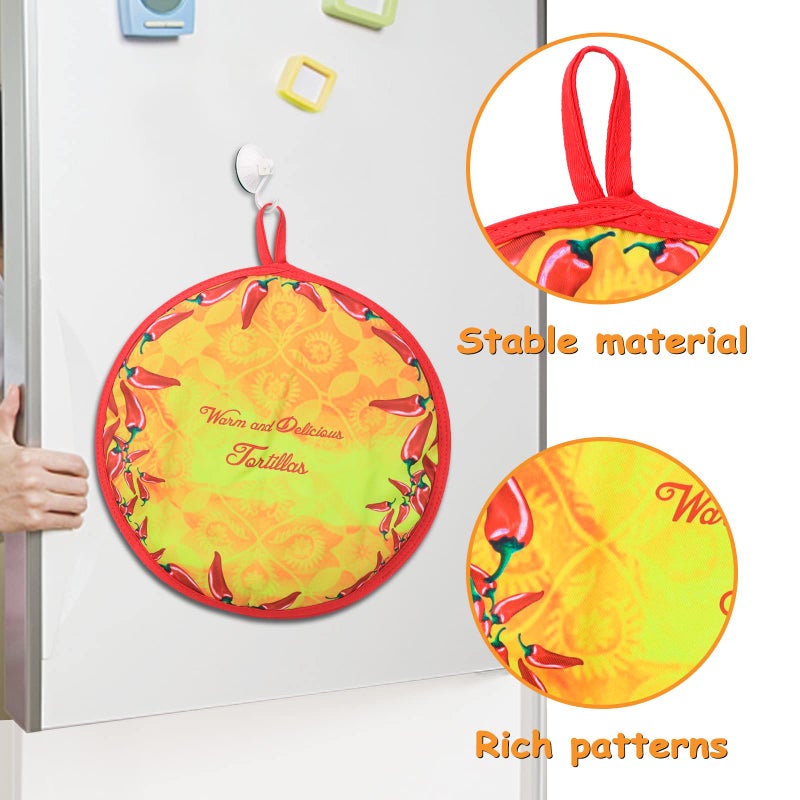 ZKOO 12 Inches Mexican Tortilla Warmer Pouch - Microwavable Insulated Safe Cotton Fabric Pouch  Food Warmer Holder for Keeping Breads Tortillas Soft and Warm up to One Hour (1 Pcs  Yellow) - Image 5